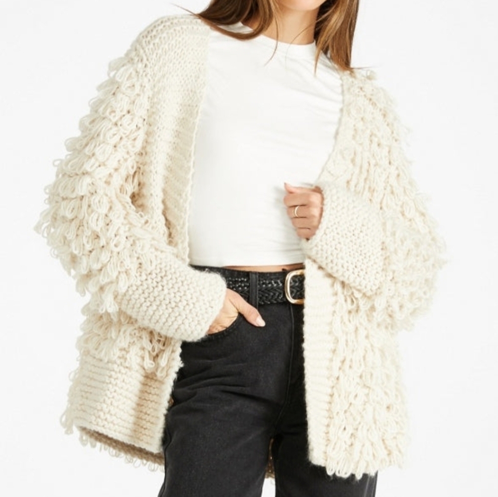 JustFab Women's Cream Knit Cardigan